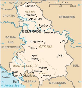Map of Serbia and Montenegro